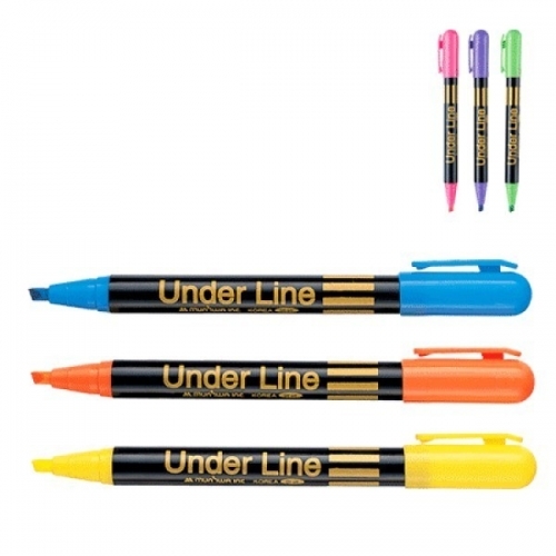 문화 언더라인 형광펜  청색  1DZ 고체형광펜 형광연필