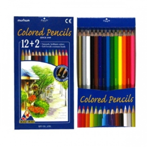 문화 목색연필-14색문구 사인펜 색연필