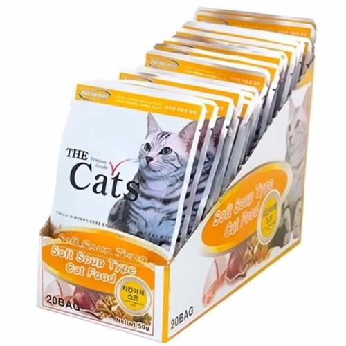 고양이 간식 더캣츠 파우치 - 치킨야채수프(오렌지) 20개세트