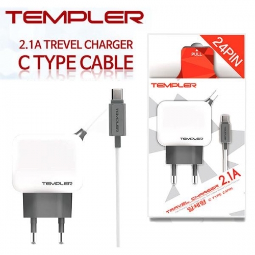 템플러 스마트폰 충전기 일체형 5V 2.1A C타입 24PIN (TEM-T2-210CP)