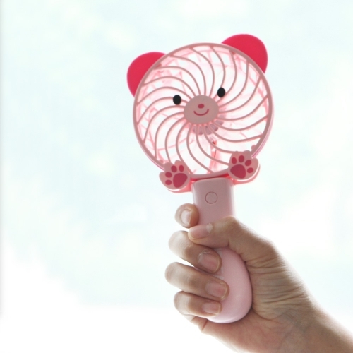 곰돌이 핸디형 선풍기(핑크) 휴대용 접이식 저소음
