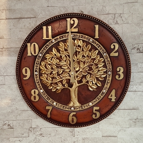 돈나무 벽시계 - 브라운 단면시계 벽걸이시계 소품 인테리어 선물 집들이
