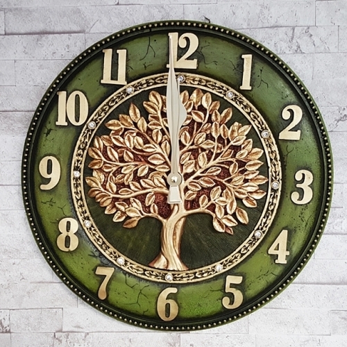 돈나무 벽시계 - 그린 단면시계 벽걸이시계 소품 인테리어 선물 집들이