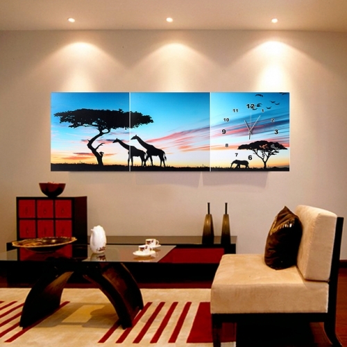 아프리카 자연 병풍 벽시계(120cm×40cm)