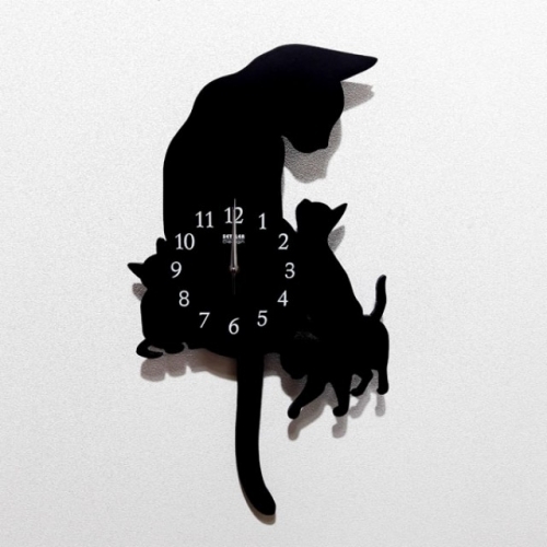 고양이가족벽시계