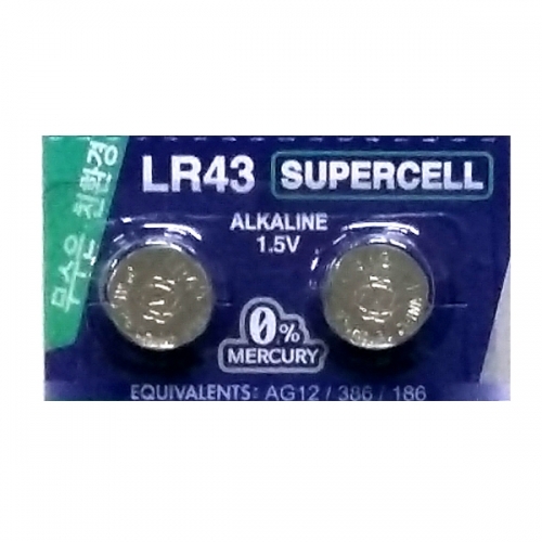 슈퍼셀 무수은건전지 LR43(100알) 1.5V
