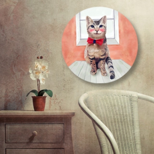 귀여운 고양이그림 인테리어소품 캔버스액자 감동갤러리 창문 원형