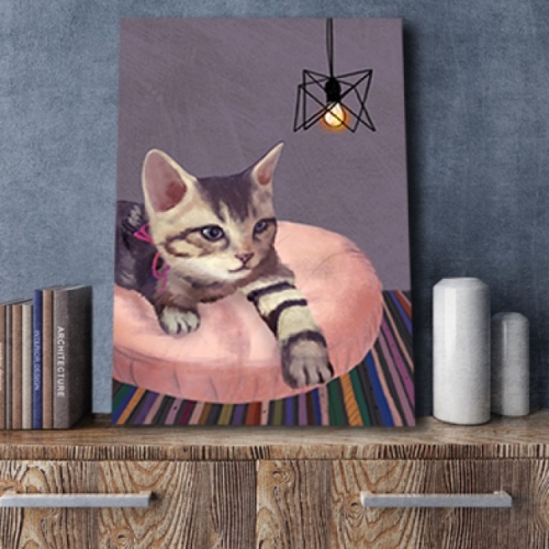귀여운 고양이그림 전등 인테리어소품 캔버스액자 감동갤러리