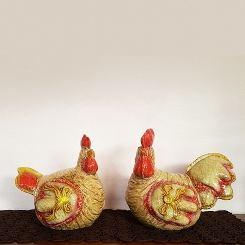 노란리본 암탉수탉 세트 집들이 선물 닭 소품 인테리어