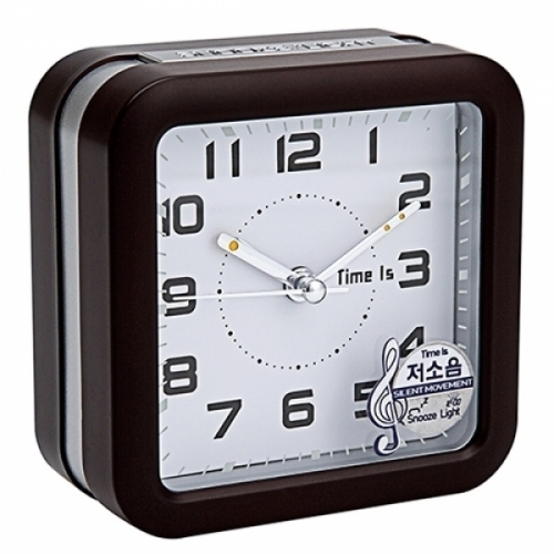 타임스퀘어)다크브라운실버알람시계 시계 초시계