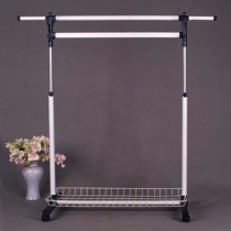 애랜행거82-1-이동식행거2단3자실버화이트 이동식행거 일반행거 옷걸이