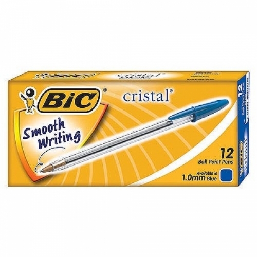 BIC)크리스탈볼펜(1.0mm 청 12개입) 속기용볼펜