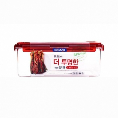 코멕스 더투명한 김치통 직사각 3.1L(핸들형)주방용품