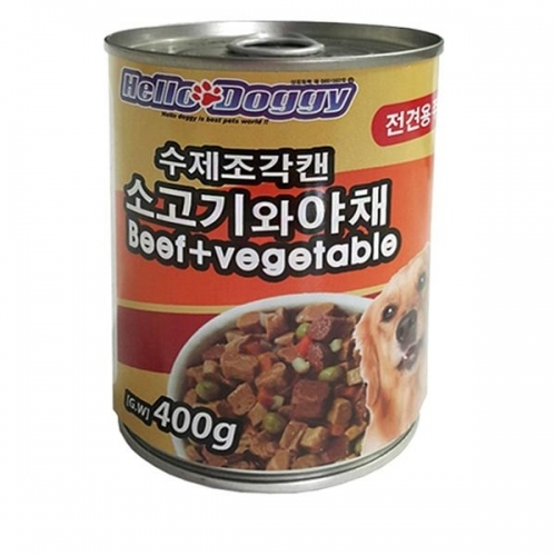 헬로도기 수제조각캔(주식캔) 400g _ 소고기와야채