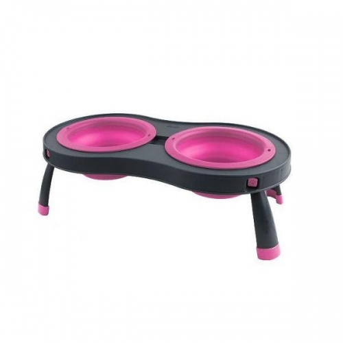 덱사스-접이식 쌍식기 L - 핑크 애견식기 밥그릇 물그릇