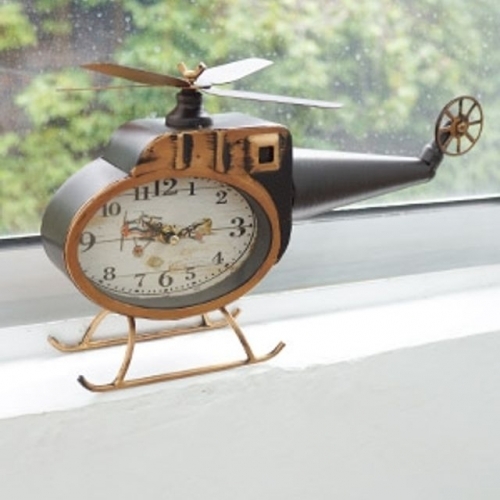 헬리곱터 탁상시계 장식품 시계 인테리어 레드 블랙