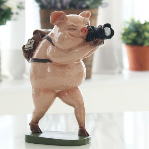 카메라 핑크 돼지 장식인형 장식용품