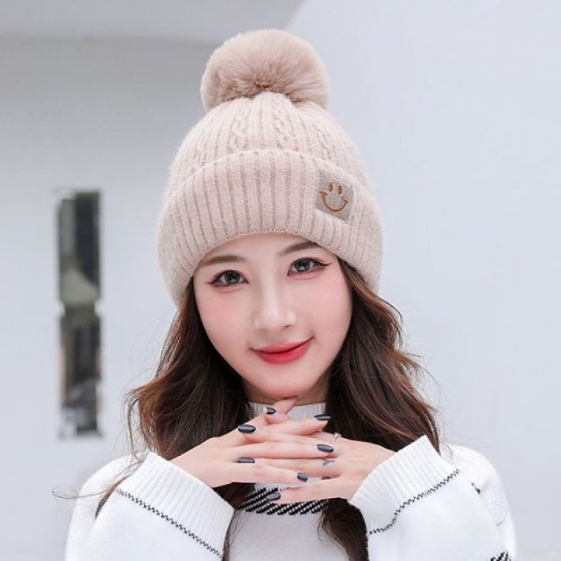 여성 겨울 니트 방울 털 모자