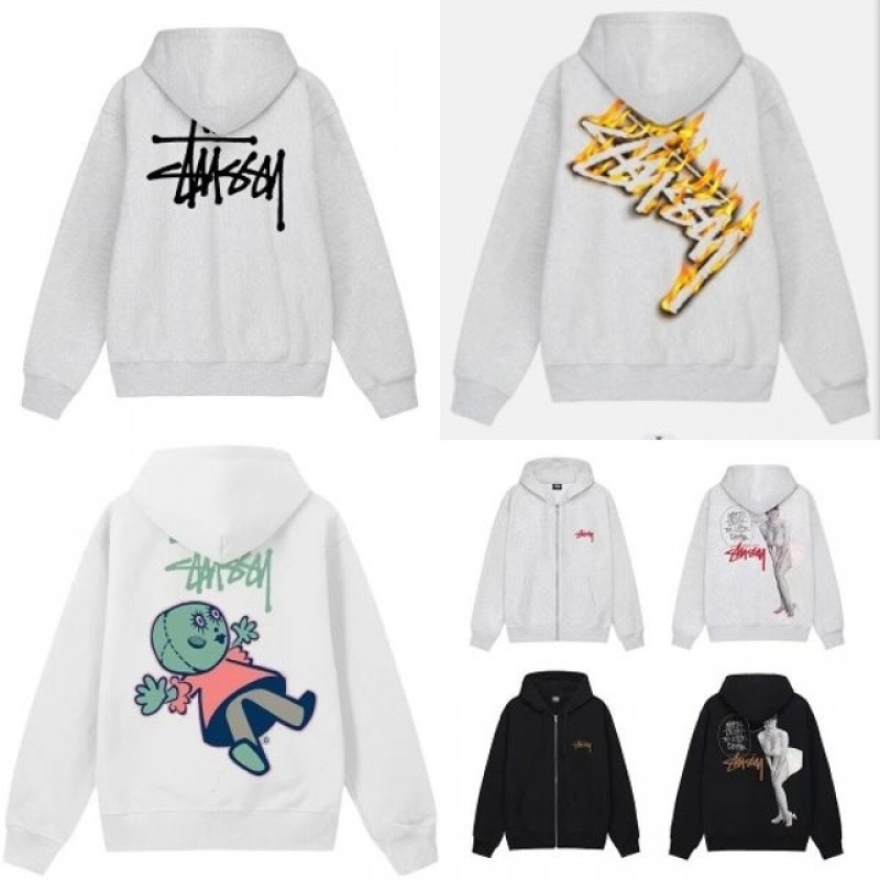 스투시 긴팔티 STUSSY 베이직 집업 티 Hood 기모 후드집업