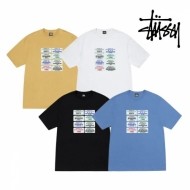 스투시 반팔 코드 로고 탑 티셔츠 화이트 블루 옐로우 블랙