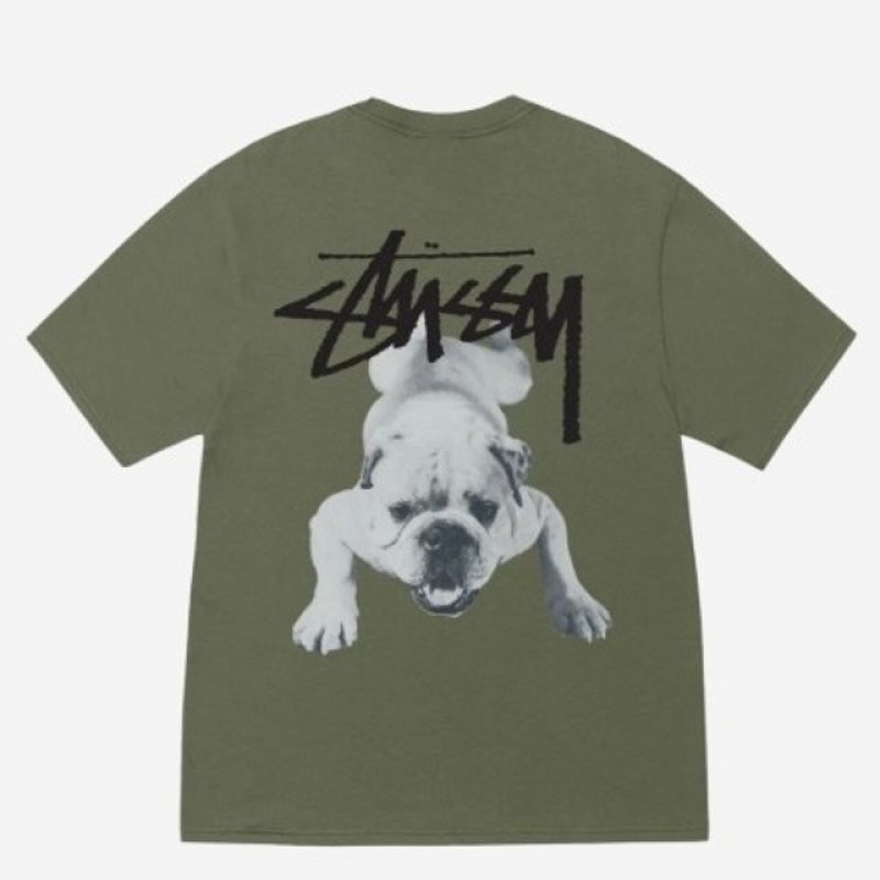 스투시 스탁 도그 반팔 티셔츠 올리브 1905159