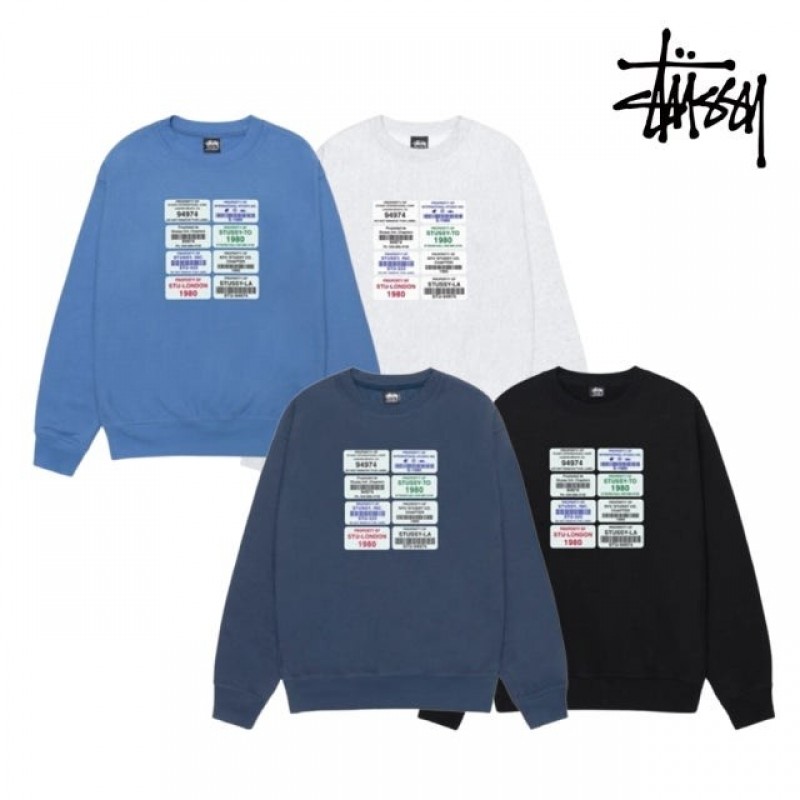 스투시 맨투맨 코드 크루 탑 티셔츠 라이트그레이