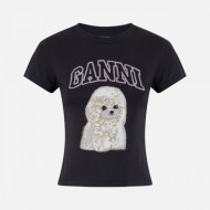GANNI 푸들 프린트 반팔 티셔츠 T4239
